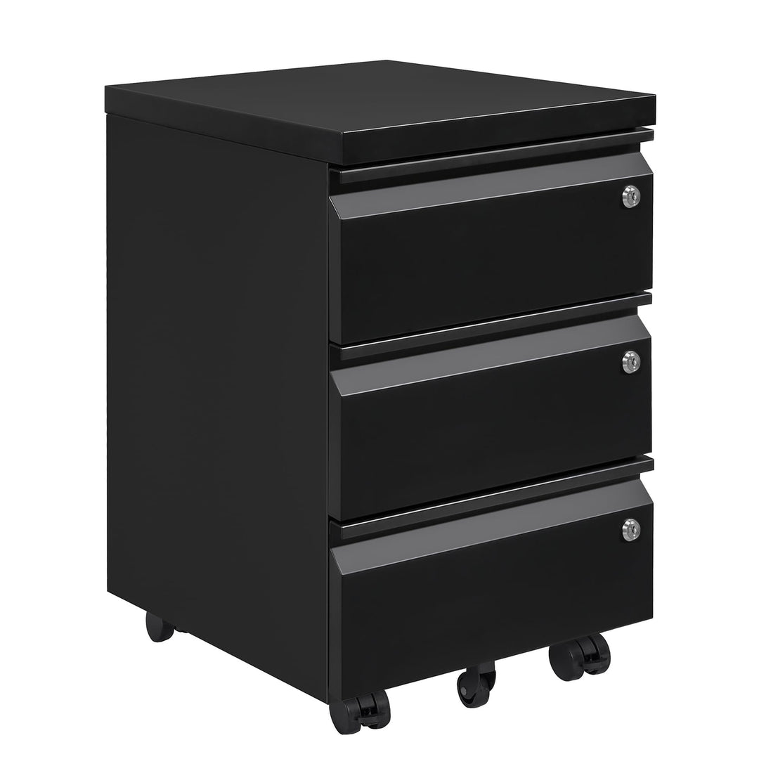 LVSTEEL Rollcontainer mit 3 Schubladen, Aktenschrank, Büroschrank aus Metall, Aktenschrank unter Sch