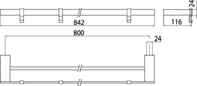 EMCO LOFT Handtuchhalter 1-armig, starr 310 mm Chrom Doppelbadetuchhalter 80 cm Chrom, Doppelbadetuc