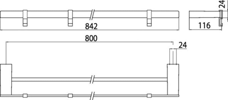 EMCO LOFT Handtuchhalter 1-armig, starr 310 mm Chrom Doppelbadetuchhalter 80 cm Chrom, Doppelbadetuc