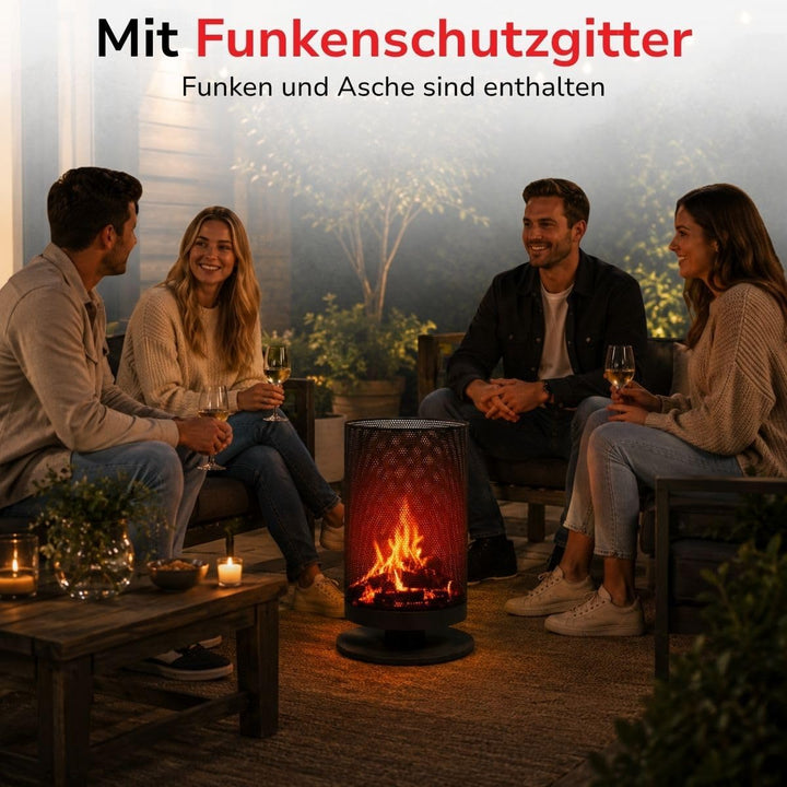 BBQ Collection Outdoor Feuerkorb - mit Funkenschutz - Inkl. Schürhaken - Elegantes und Luxuriöses Au