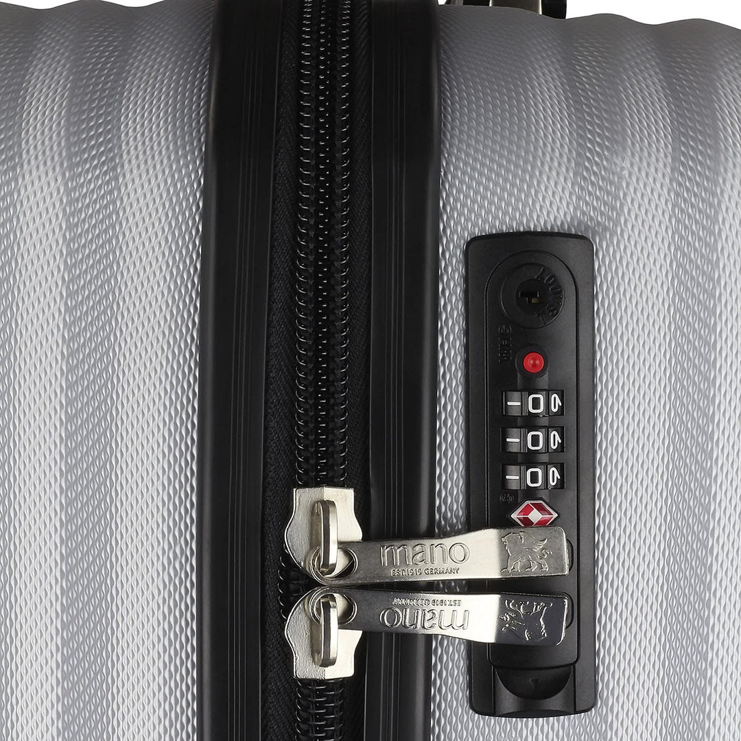 mano Don Carlo 3er-Hartschalen Kofferset (S,M,L) 4 Rollen mit TSA-Zahlenschloss, Silber Set Silber,