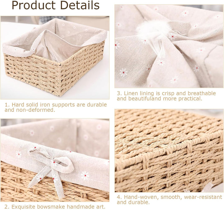 3er Set Brötchenkorb, Scandi Style Aufbewahrungskorb Geflochten Brotkörbchen Körbchen Rattan Korb Br