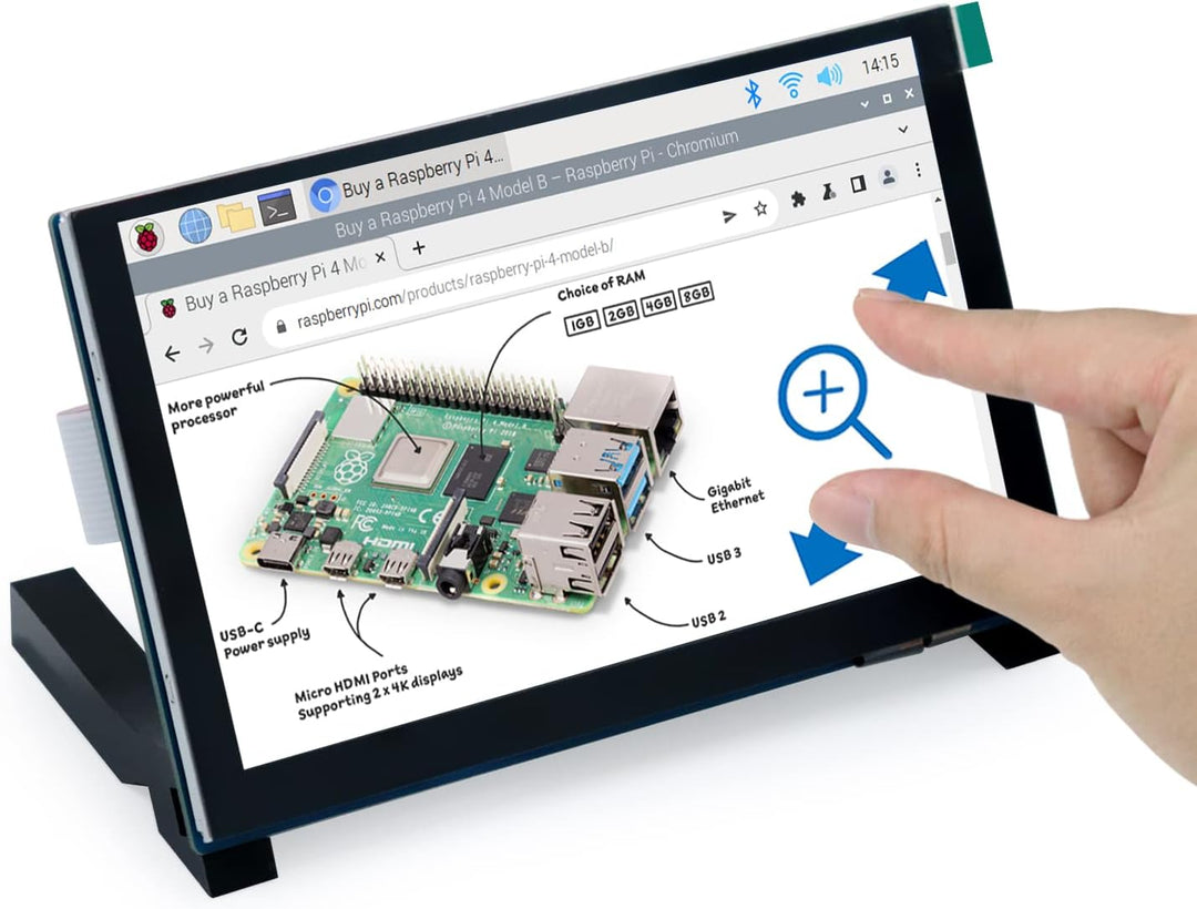 Freenove 5 Inch Touchscreen Monitor for Raspberry Pi, 800x480 Pixel IPS Display, 5-Point Touch Capac