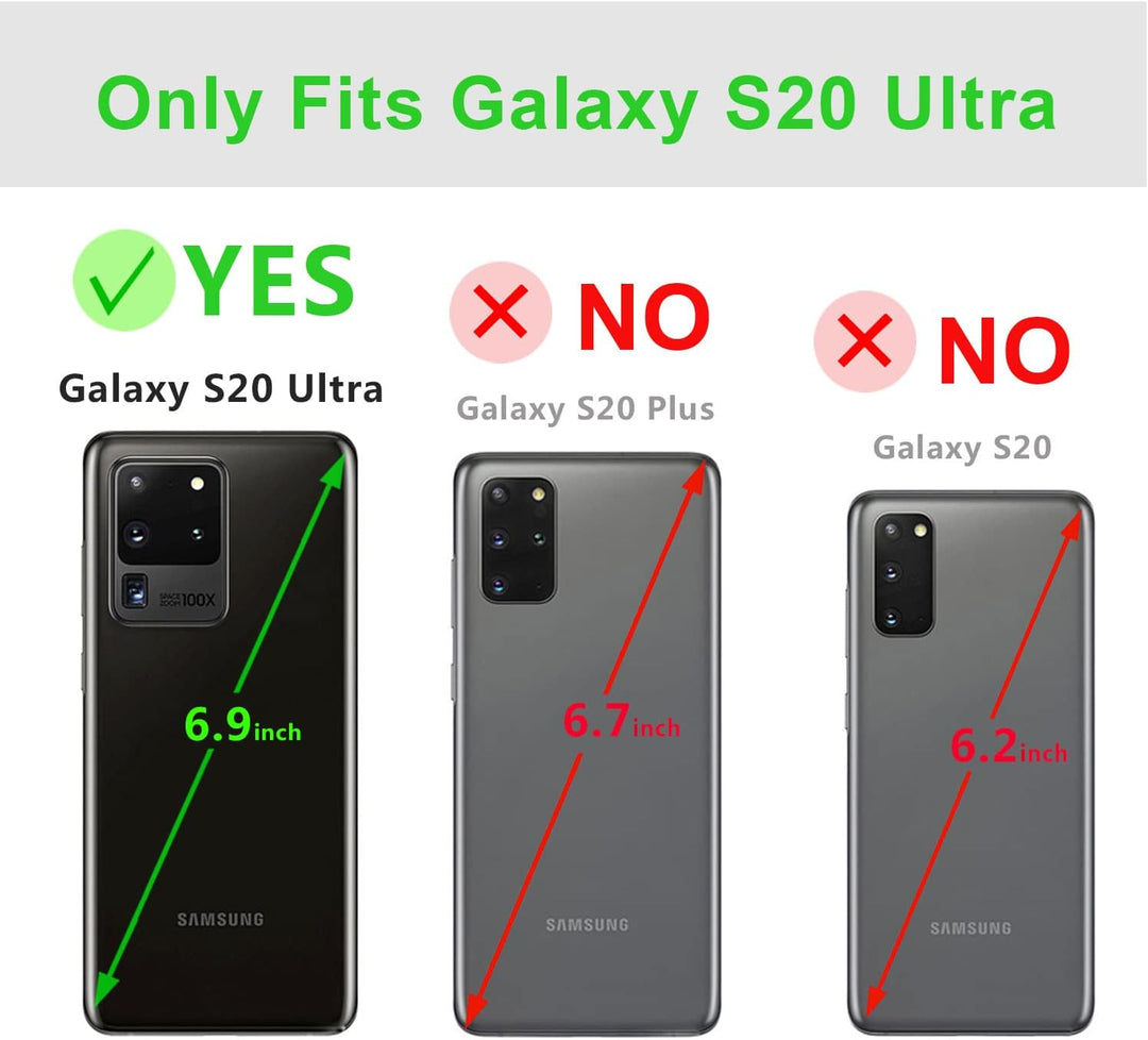 LENSUN Echtleder Hülle für Samsung Galaxy S20 Ultra, Handyhülle Leder [Magnetverschluss][RFID Schutz