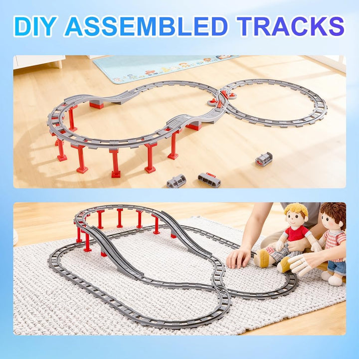 67PCS Bausteine Schienen Set, City Eisenbahn Schienen mit Gerade, Kurven, Cross Track, Kompatibel mi