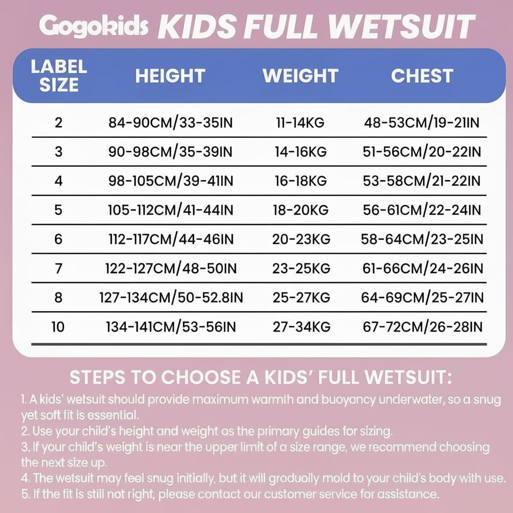 Gogokids Kinder Neoprenanzüge - Jungen Mädchen Rash Guard Einteiler Thermische Badeanzüge 2.5mm Neop