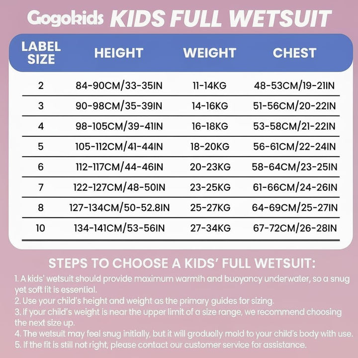 Gogokids Kinder Neoprenanzüge - Jungen Mädchen Rash Guard Einteiler Thermische Badeanzüge 2.5mm Neop