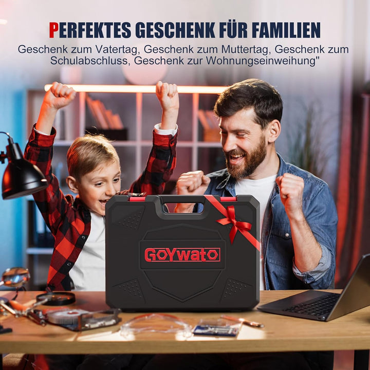 GoYwato Werkzeugkoffer Gefüllt 205tlg - Haushalt Werkzeug Set Werkzeugkasten Gefüllt mit Schraubendr