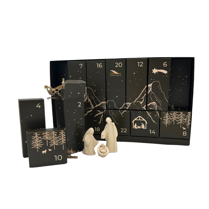 Weihnachtskrippen Adventskalender 2025 (Holz natur), Holz natur