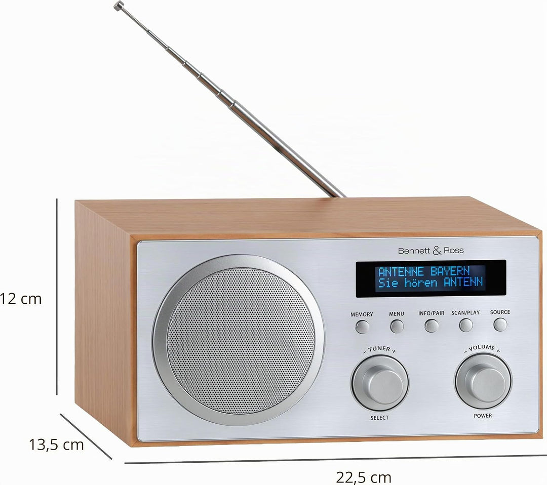 Bennett &amp; Ross DAB-258 NT Vikedal DAB+/FM Digitalradio - Bluetooth Streaming vom Smartphone - USB MP