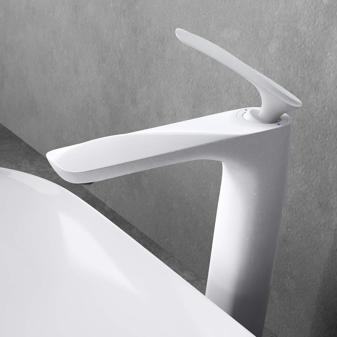 doporro Design Armatur Wasserhahn Bad Weiss | Waschtischarmatur für Waschbecken | Waschbeckenarmatur