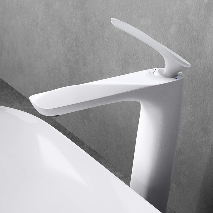 doporro Design Armatur Wasserhahn Bad Weiss | Waschtischarmatur für Waschbecken | Waschbeckenarmatur