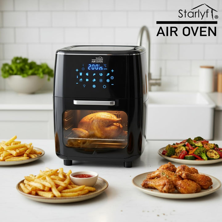 Starlyf Heissluftfritteuse Air Oven XL, 1700 W, 12 Liter Fritteuse mit 10 Programmen, Rotisserie-Fun