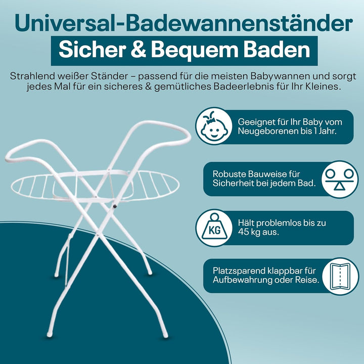 Universalständer für Babywannen, 84 und 100 cm , mit oder ohne Ablage, weiss, ohne Babywanne (84 cm
