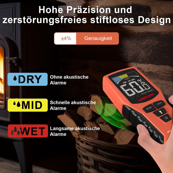 LASELION Nicht-invasive Feuchtigkeitsmessgerät MS02 Feuchtigkeitsmesser Detector Holzfeuchtemessgerä