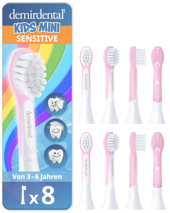 demirdental Kinder Ersatzbürsten passend für Philips Sonicare Kids, Compact Mini Bürstenköpfe für 3-