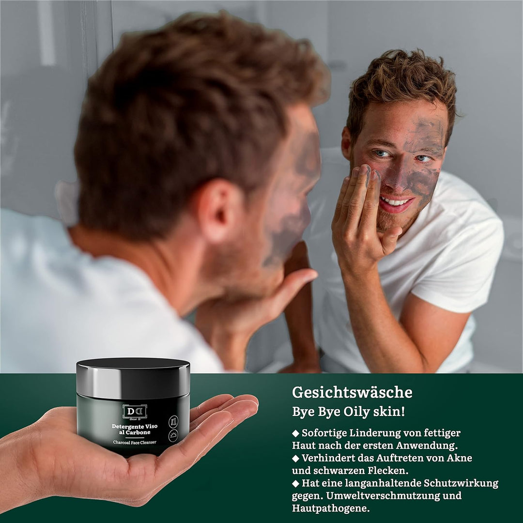 Dear D Männer Face Wash | Aktivkohle Gesichtsreinigung Mit Antbakterieller Und Peelender Wirkung | P