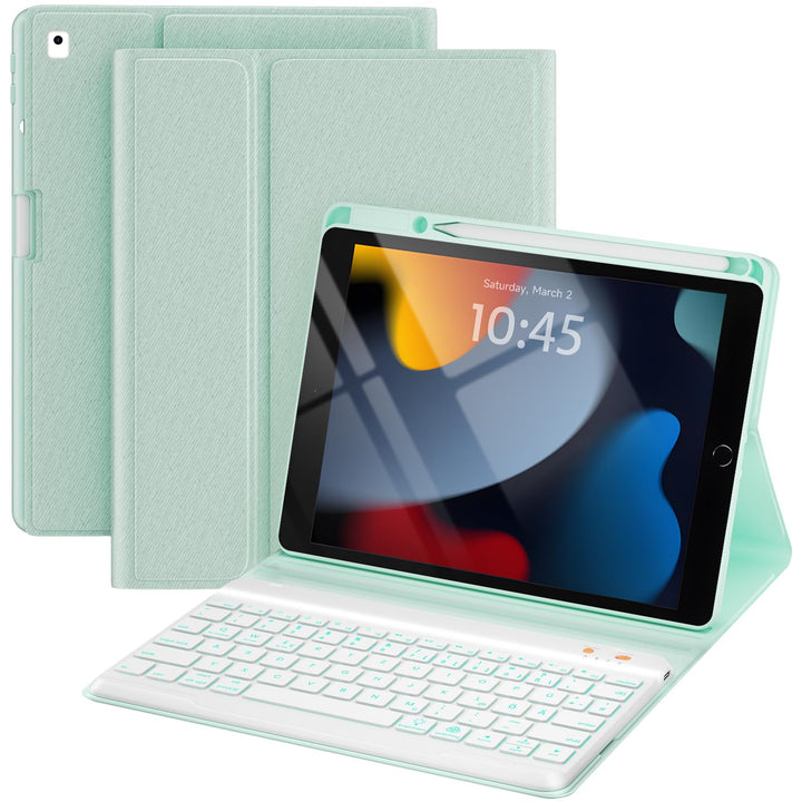 OYEEICE Hülle mit Tastatur für iPad 9/8/ 7 Generation 10,2 Zoll, Vergrösserte Anti-Falloff Tastenkap