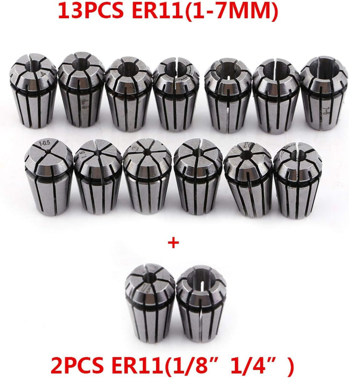 PUSOKEI ER11 Spannzangensatz, 15 Stück ER11 Federzangensatz für CNC-Gravur Fräsdrehmaschine 1 mm - 7