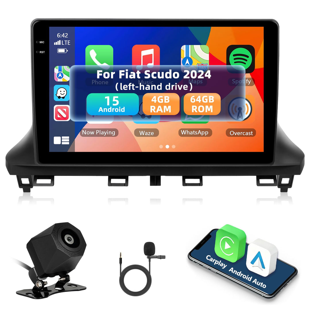 4GB+64GB Autoradio für FIAT Scudo 2024 mit Wireless Carplay/Android Auto, 10 Zoll Car Stereo mit GPS