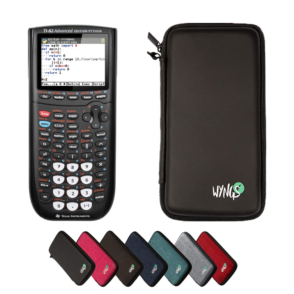 CALCUSO Sparpaket: TI-82 Advanced Python Edition + WYNGS Schutztasche schwarz + Erweiterte Garantie