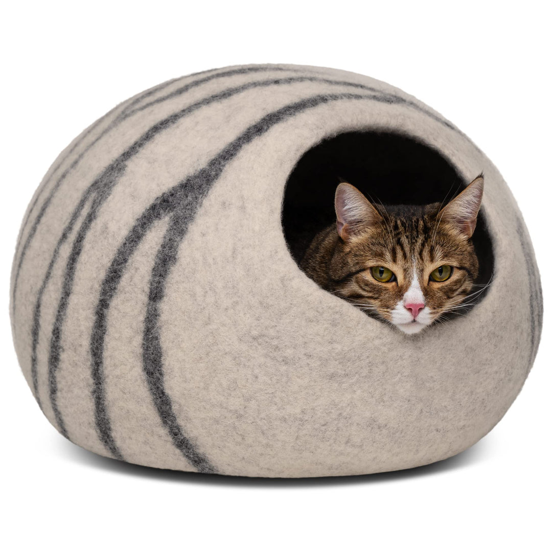 MEOWFIA Katzenbett aus 100 % Merinowolle – Handgefilztes, Umweltfreundliches Katzenbett für Katzen &amp;