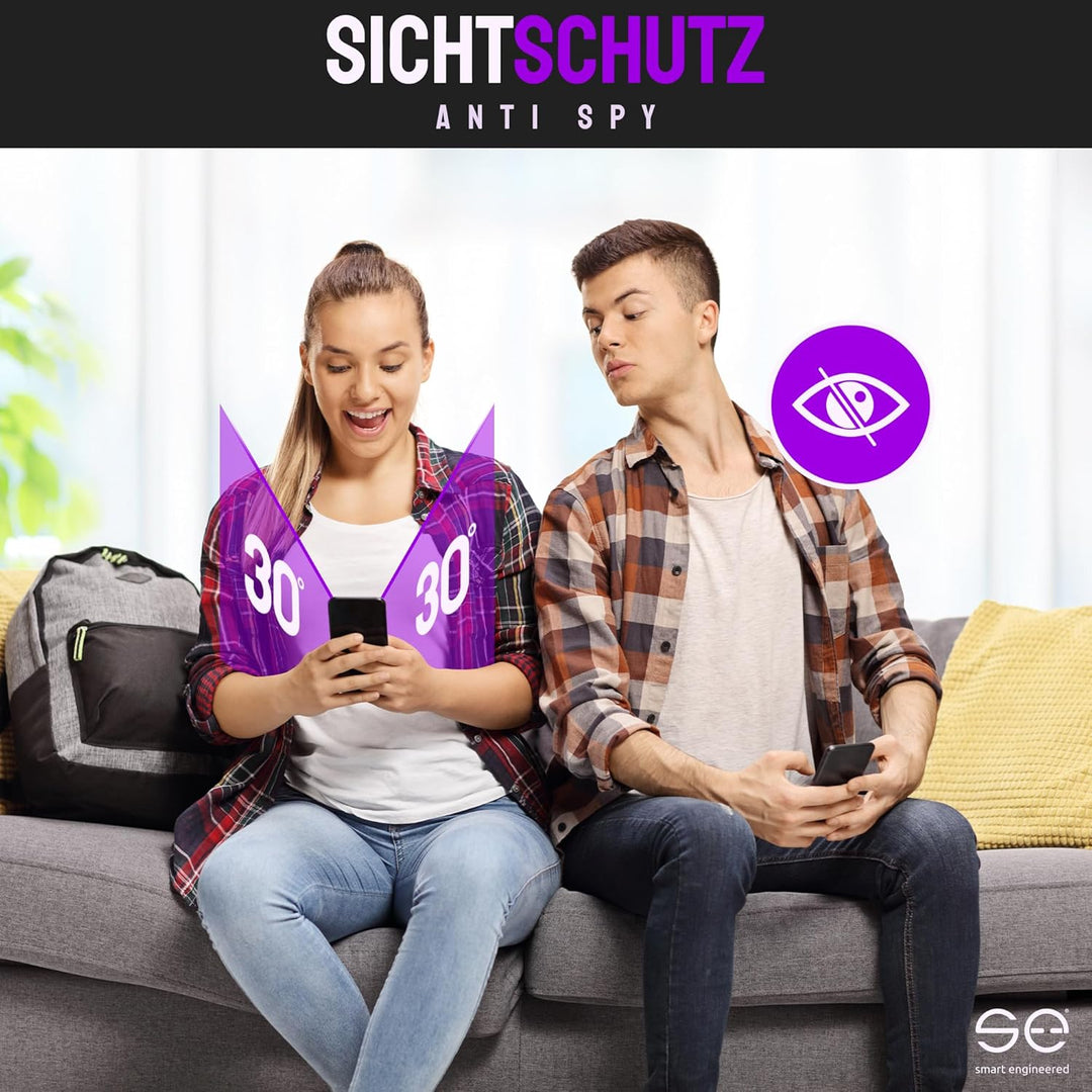 2x se® 3D SCHUTZFOLIE Privacy für Apple iPhone 15 Plus,Blickschutz, 100% Fingerabdruck & FaceID komp