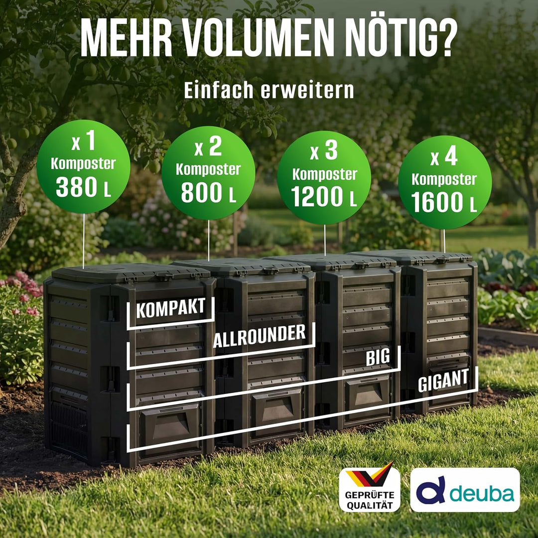 Komposter 380L Weitere Grössen: 800L 1200L 1600L Einzelmodul: 72 x 72 x 83cm witterungsbeständig Dec