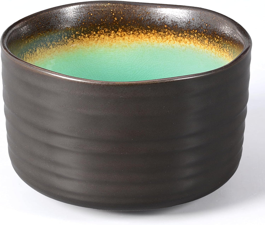 Matcha-Set 3-teilig, anthrazit/türkis, bestehend aus Matcha-Schale, Matcha-löffel und Matcha-Besen (