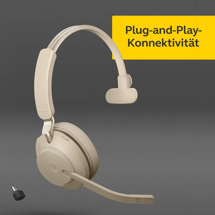 Jabra Evolve2 65 Wireless PC Headset – Noise Cancelling UC Certified Mono Headphones With Long-Lasti