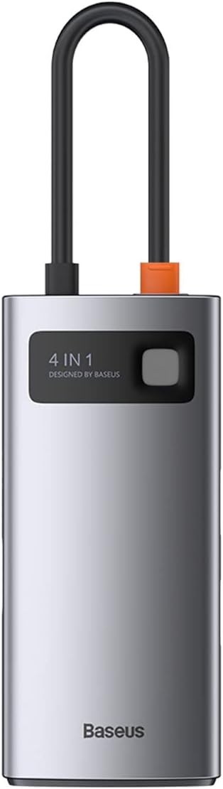 Baseus Metal Gleam 4 in 1, Multifunktions-PC/Telefon-Hub Adapter, Grau, Anzahl der Anschlüsse: 4, Ei