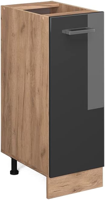 Vicco Apothekerschrank R-Line, Anthrazit Hochglanz/Goldkraft Eiche, 30 cm ohne Arbeitsplatte Anthraz