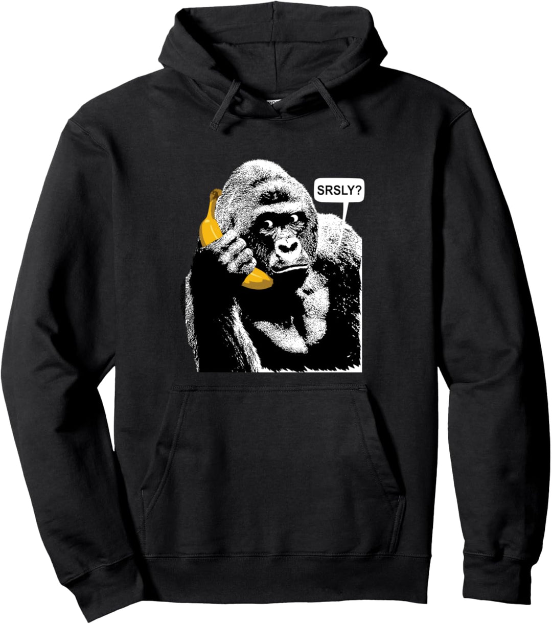 Gorilla On Banana Handy Pullover Hoodie