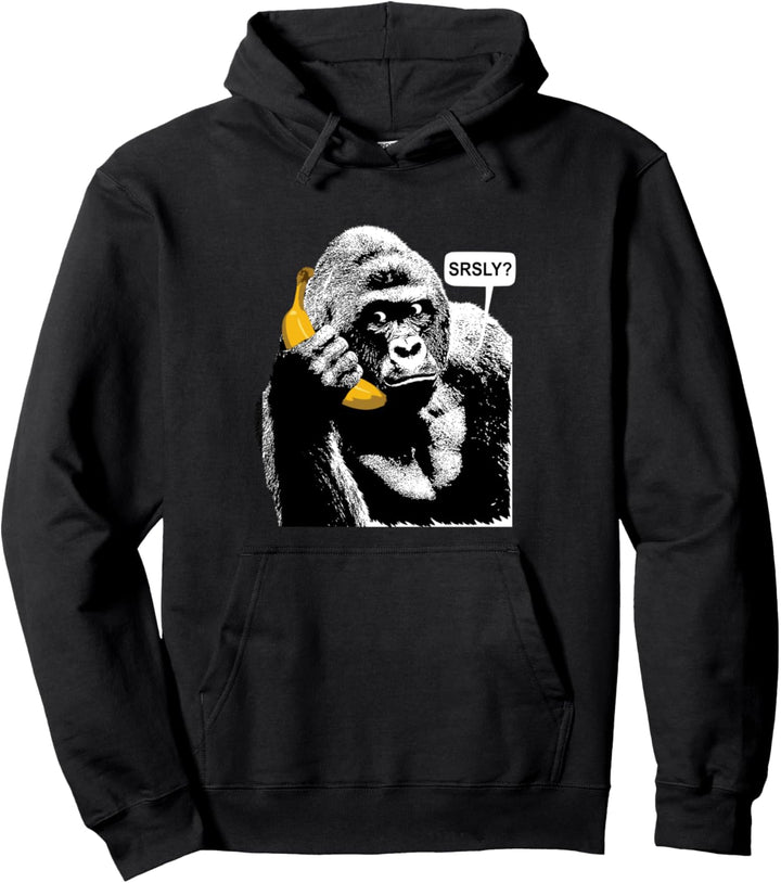 Gorilla On Banana Handy Pullover Hoodie