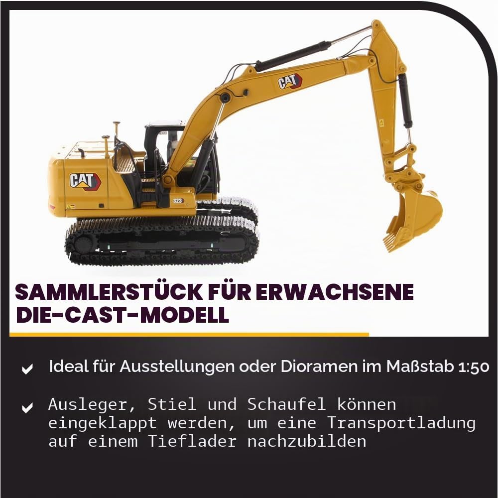Diecast Masters 85571 - Caterpillar Bagger 323, Massstab 1:50, ca. 18,3 x 6,3 x 8 cm, ab 14 Jahren