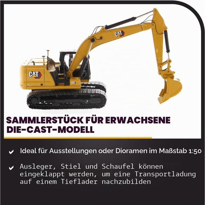 Diecast Masters 85571 - Caterpillar Bagger 323, Massstab 1:50, ca. 18,3 x 6,3 x 8 cm, ab 14 Jahren