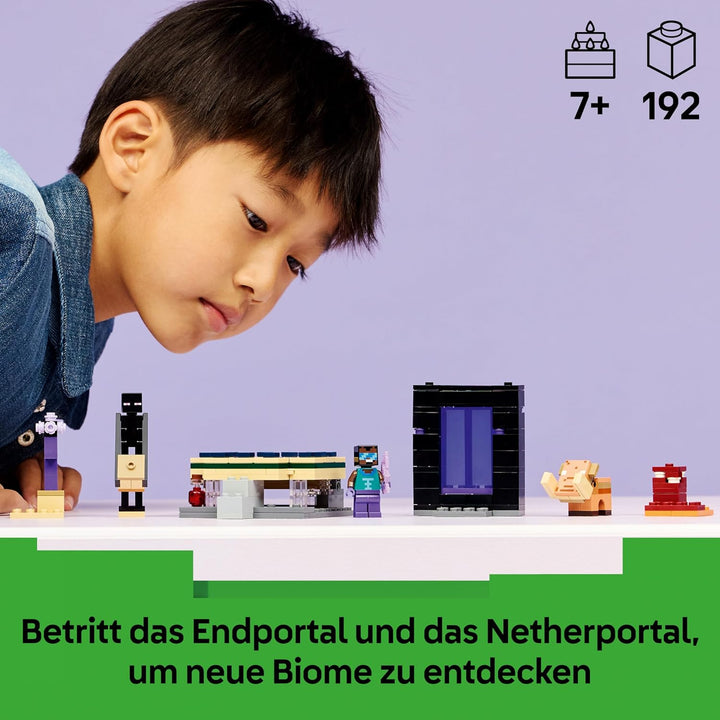 LEGO Minecraft Reise durch Nether und Endportal - Kinder Spielzeug mit Helden, Enderman und Baby Hog