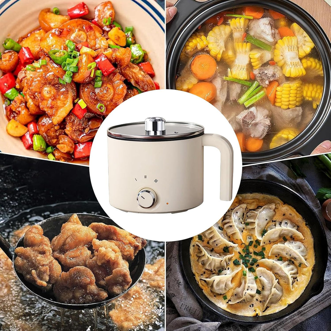 Personal Skillet - Dorm Electric Cooker, Mini Frying Pot with Nonstick, Rapid Heating Thermal Contro