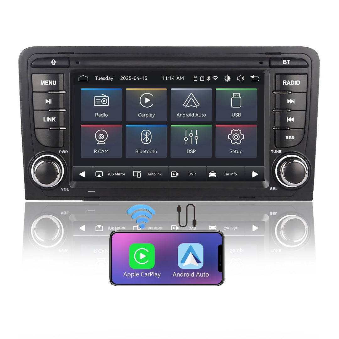 Linux Autoradio Blitzstart für Audi A3 S3 RS3 8P 2003-2012 Wireless CarPlay/Android Auto/Bluetooth/F