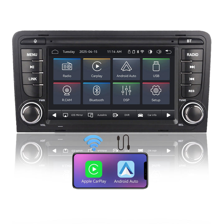 Linux Autoradio Blitzstart für Audi A3 S3 RS3 8P 2003-2012 Wireless CarPlay/Android Auto/Bluetooth/F