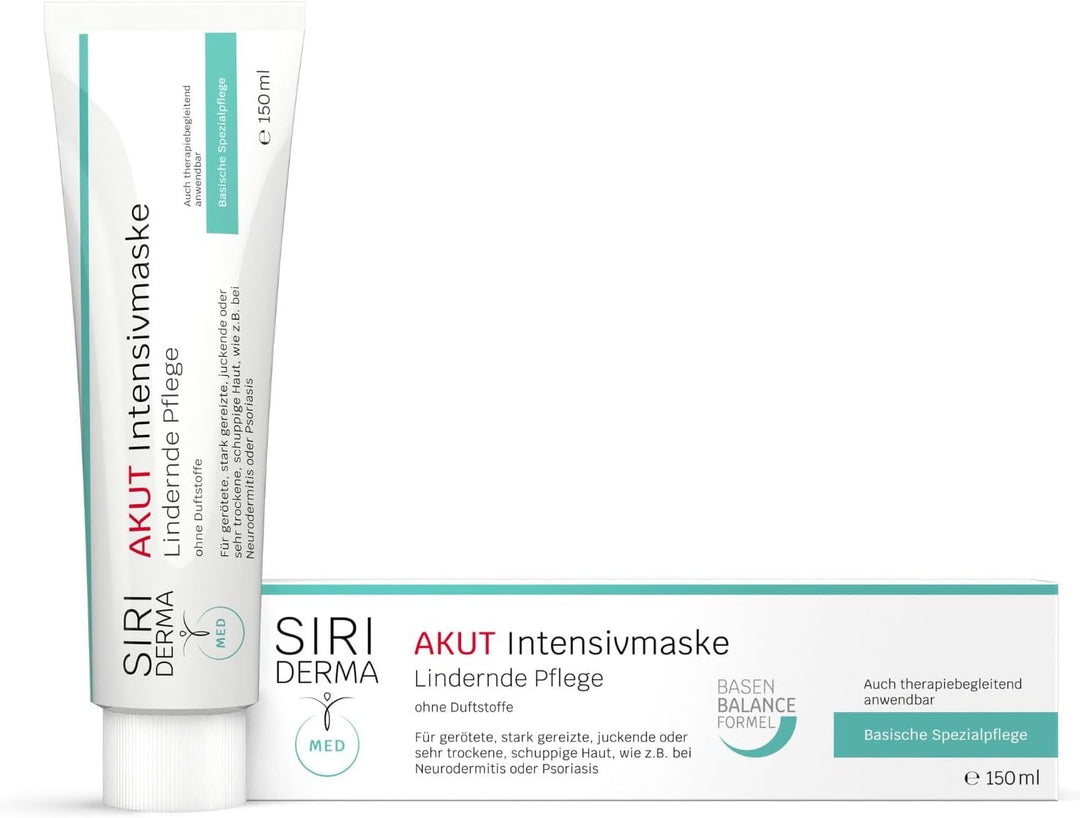 SIRIDERMA Intensiv-Pflegemaske Akut | ohne Duftstoffe | Basische Creme-Maske | 150 ml | Vegane Hautp