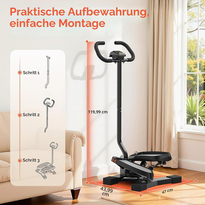 Sportsroyals Exercise Stair Stepper für Zuhause – Up-Down Swing Stepper mit Power Ropes for Bein/Arm