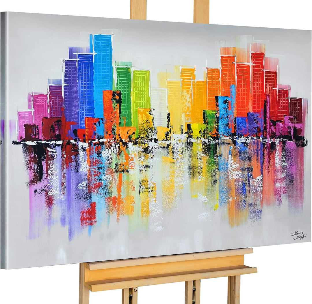Monica Mirafiori I 100% HANDGEMALT I Gemälde Big City 120x80cm | Gemälde Handgemalt | Acrylgemälde |