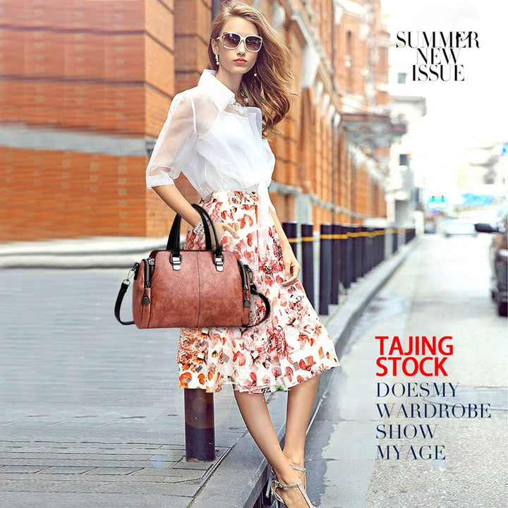 NICOLE&DORIS Damen Mode Taschen mit hohem Tragegriff Retro Handtaschen Schultertasche Umhängetasche