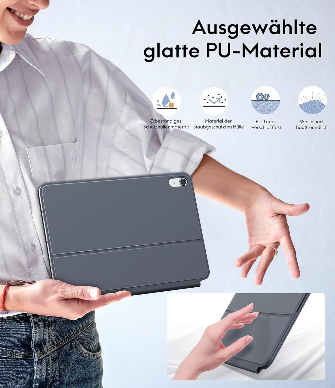 CHESONA Hülle mit Tastatur für iPad 10 Generation/11 Gen A16 2025, Ultraschlankes & Leichtes Design,