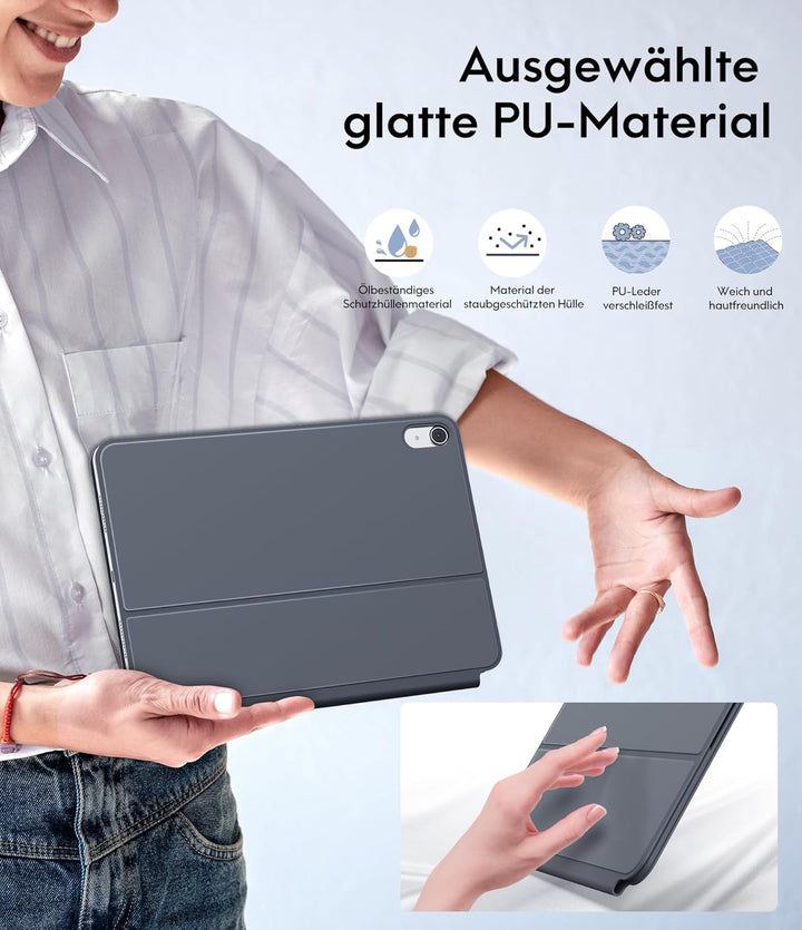 CHESONA Hülle mit Tastatur für iPad 10 Generation/11 Gen A16 2025, Ultraschlankes & Leichtes Design,