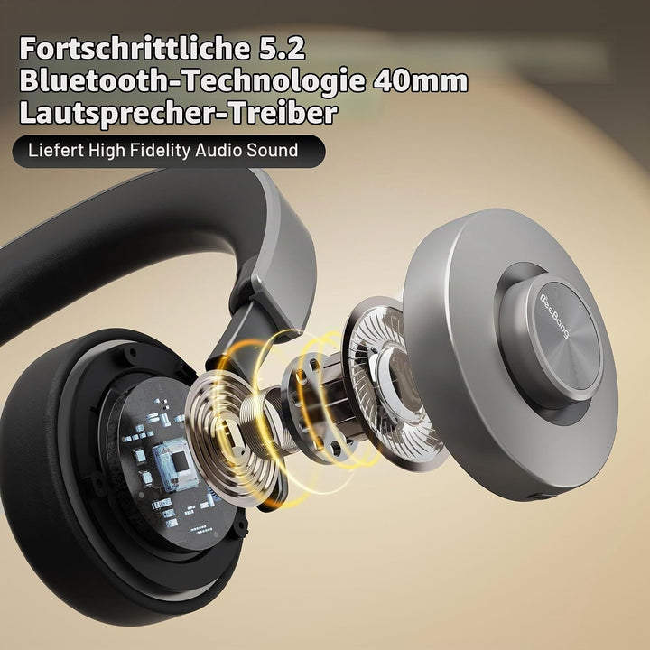 Beebang Bluetooth Headset mit Mikrophone, Kabelloses Headset für PC Laptop, 32h Gesprächszeit, USB A