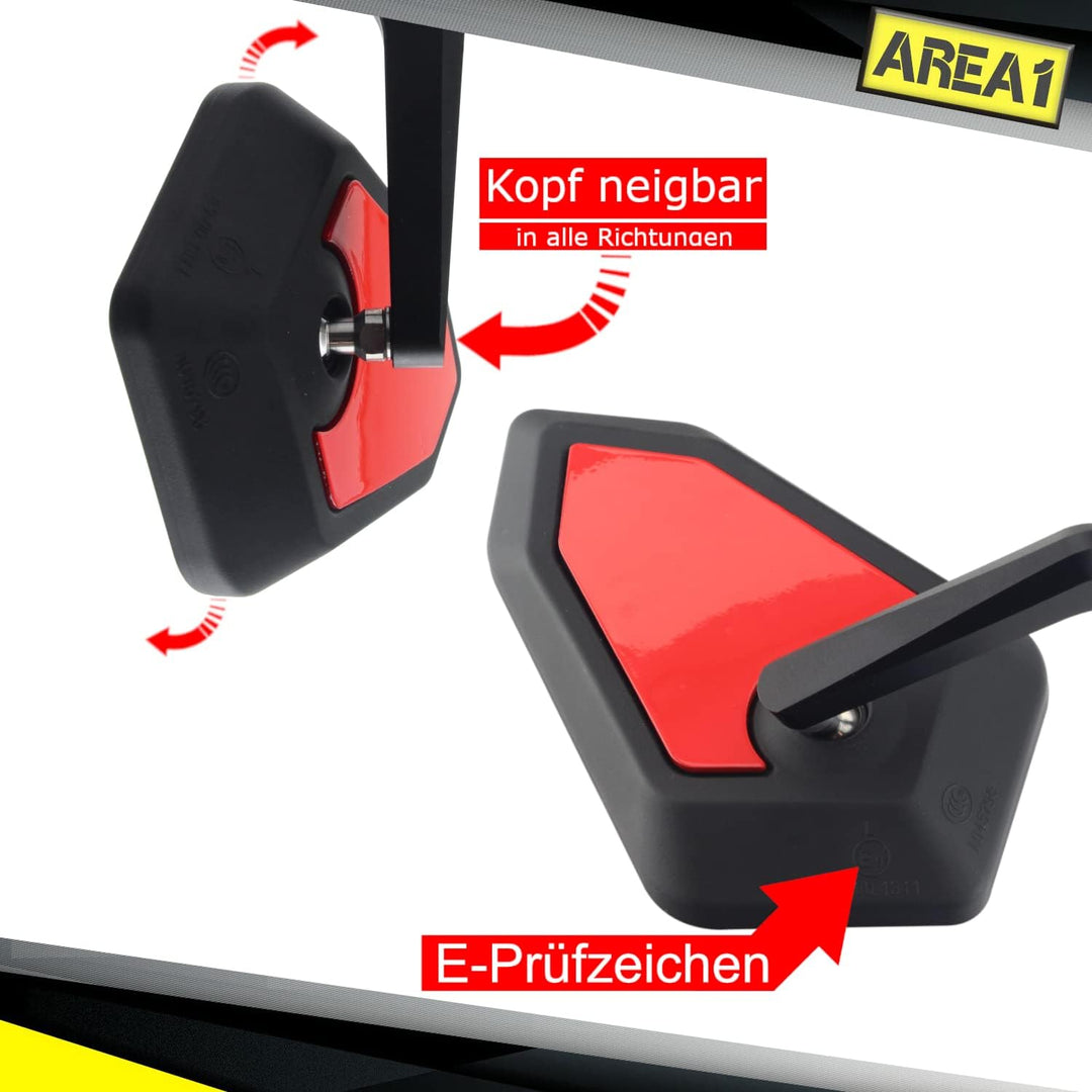 Area1 universal Motorrad Lenkerendenspiegel Rückspiegel Paar e-geprüft kompatibel mit Duke SMC/R MT0