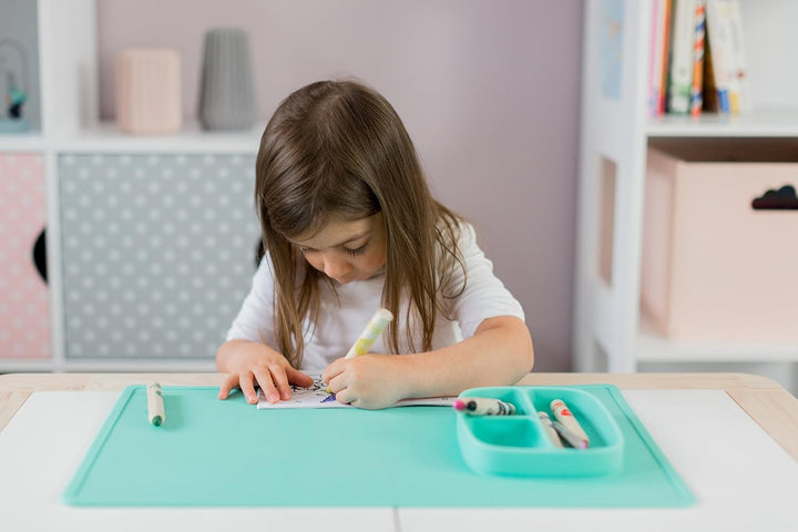 Kindsgut Mal- und Bastelunterlage aus Silikon für Kinder, Mint | Rutschfeste Schreibtischunterlage,