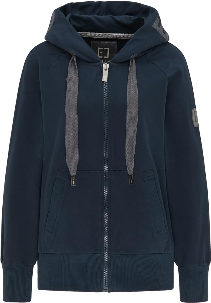 Elbsand Kelda Damen Sweatjacke mit Kapuze, Zip-Jacke, Reissverschluss XS Blau, XS Blau